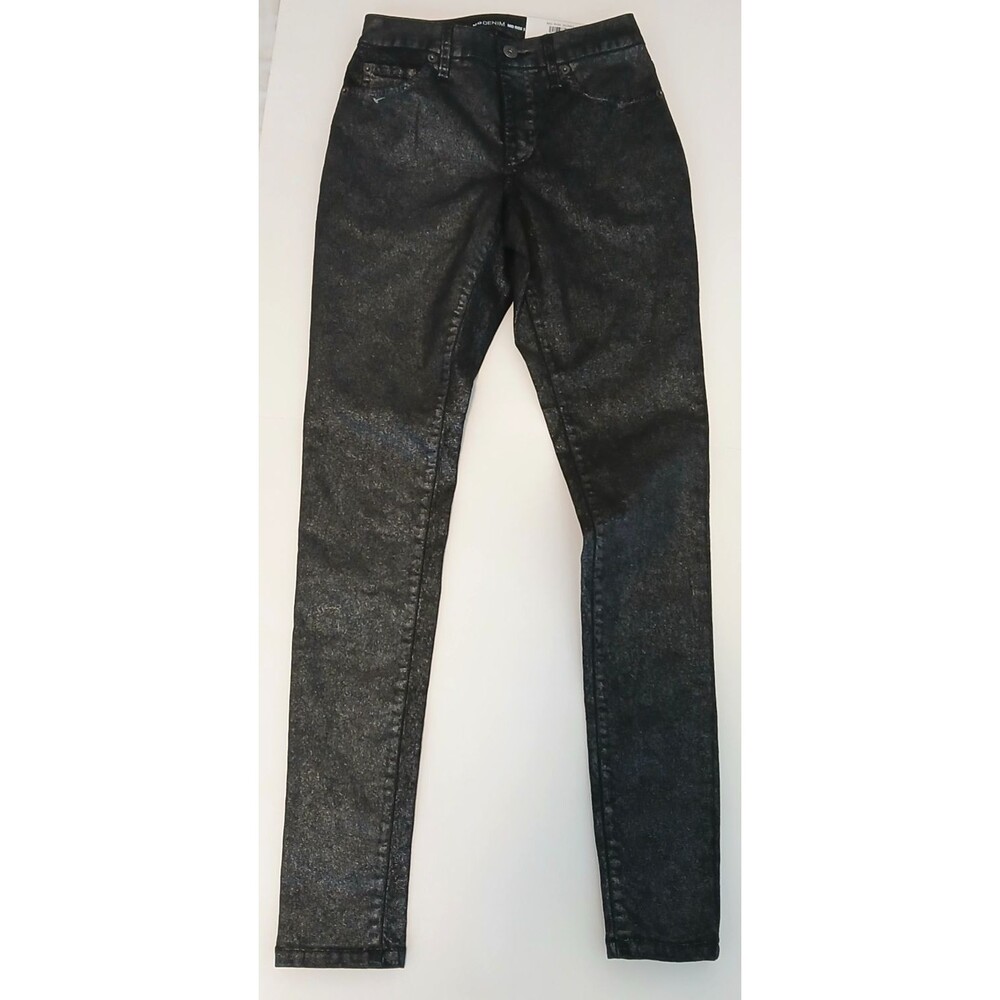Mid Rise Skinny Jeans - Black Shine Size 0 I.N.C. International Concepts - NWT